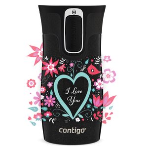 Contigo West Loop Mini Thermal Mug 300ml - I love You - Black Metallic