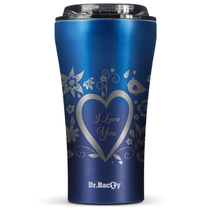 Dr.Bacty Apollo 2.0 thermal coffee mug - 360 ml - Monaco Blue -  I  love You