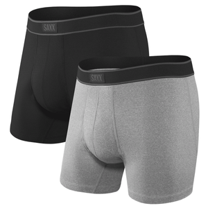 Men's breathable SAXX DAYTRIPPER Boxer Brief set of 2 pieces - black and gray.