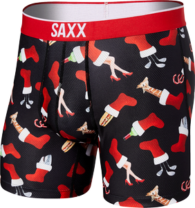Men's sports boxer briefs SAXX VOLT Boxer Brief Christmas stocking - black.