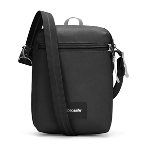 Pacsafe Go anti-theft black urban shoulder bag.