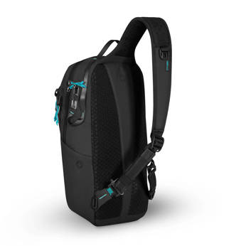 Anti-theft backpack on one shoulder Pacsafe ECO 12L - black made of econyl