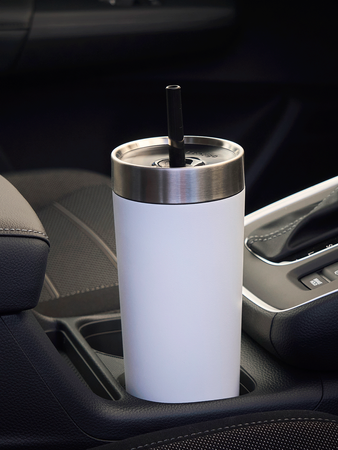 Thermal mug with straw Luxe Tumbler 720 ml with engraving - Salt