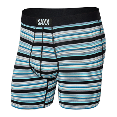 Herrenunterhosen bequem SAXX ULTRA Boxer Brief Fly Streifen - blau