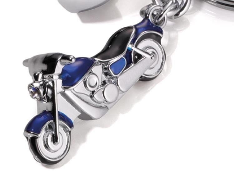 Troika Schlüsselanhänger KEY CRUISING Motorrad mit Helm Blau schwarz