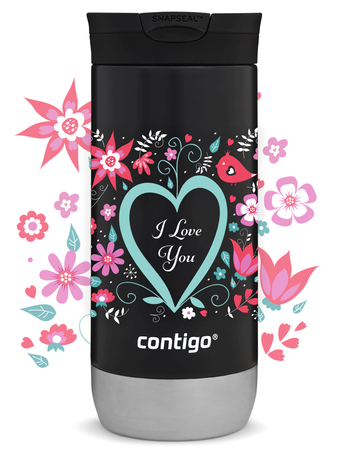 Contigo Huron 2.0 470ml thermische Kaffeebecher - I love You - Schwarz