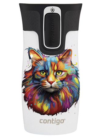 Contigo West Loop Mini 300ml Thermobecher - Katze - Weiß Metallic