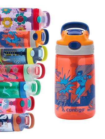 Bottle for kids - Contigo Gizmo Flip 420ml Kids Mug - Nectarine Superhero