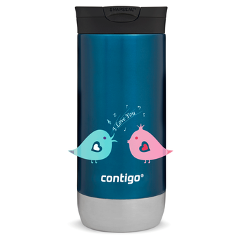 Contigo Huron 2.0 470ml thermische Kaffeebecher - Bird love - Blau