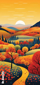 Dr.Bacty 60x130 beidseitig schnell trocknendes Handtuch - Autumn Horizon