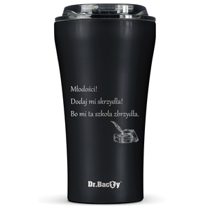 Dr.Bacty Apollo 2.0 thermischer Kaffeebecher - Ode an die Jugend - 360 ml - Schwarz Matt