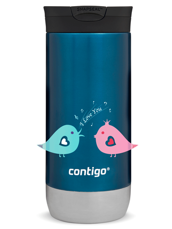 Contigo Huron 2.0 470ml thermische Kaffeebecher - Bird love - Blau